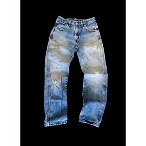 Vintage 80's Rustler Jeans Faded W28 L27 Distressed Thrashed Light Wash